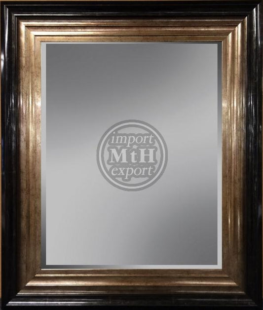 Spiegel met facet, 76x176cm incl. lijst. Zwart-Champagne