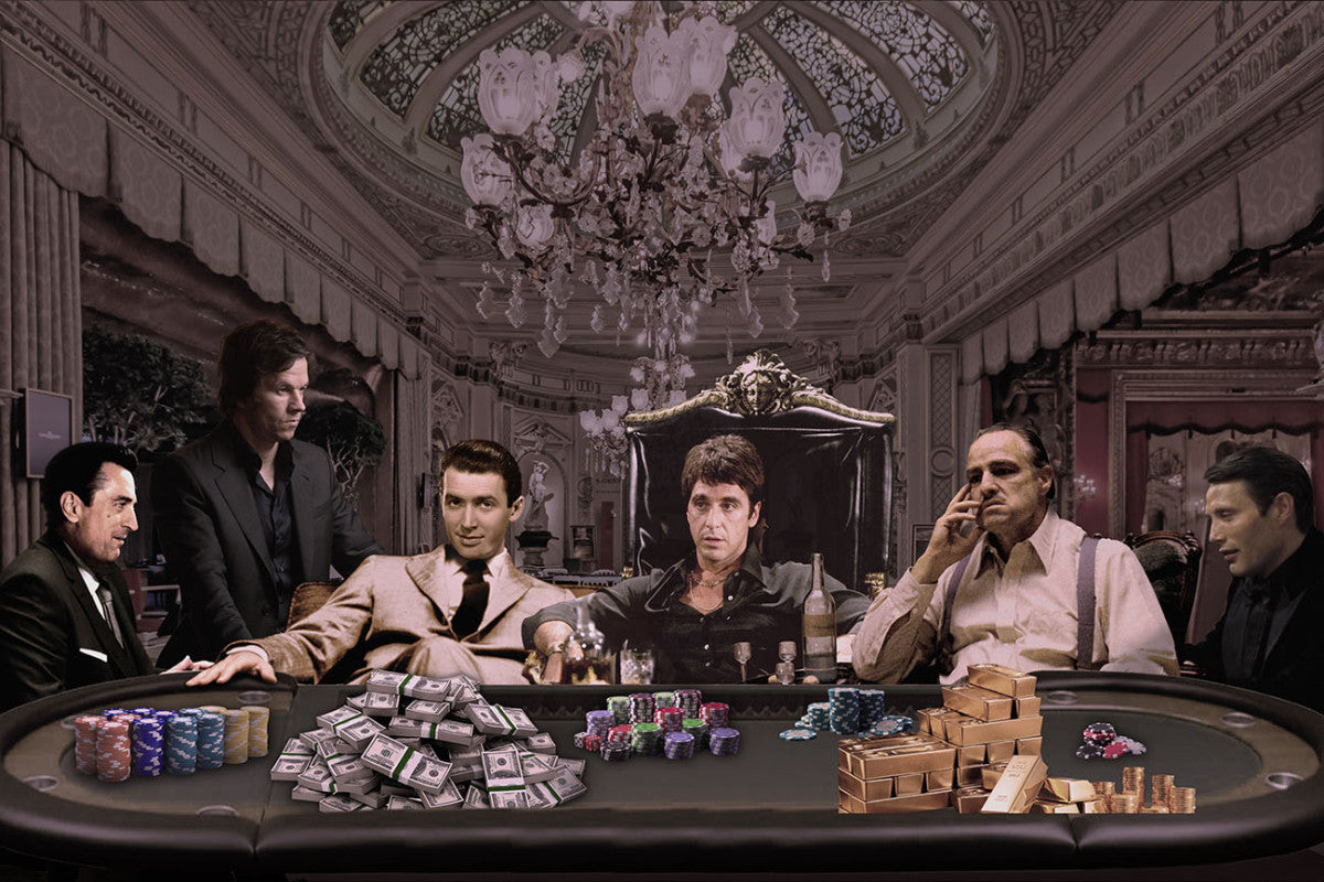 Glasbild «Mafia Casino schwarz/weiss» 120 × 80 cm