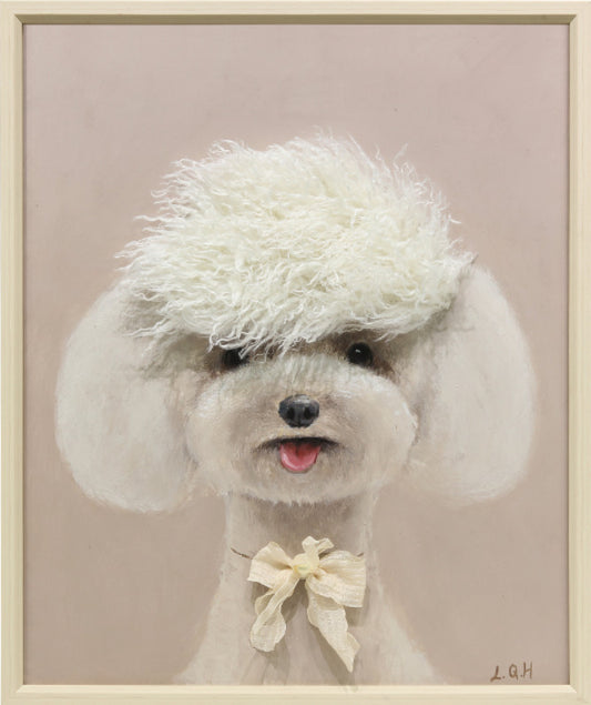 Ingelijst schilderij met imitatie bont 50x60cm Hond