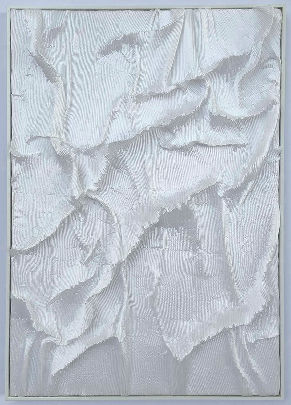 3D wanddecoratie 83x123cm Textiel wit met lijst
