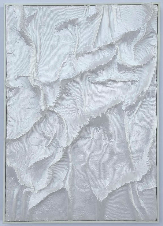 3D wanddecoratie 83x123cm Textiel wit met lijst