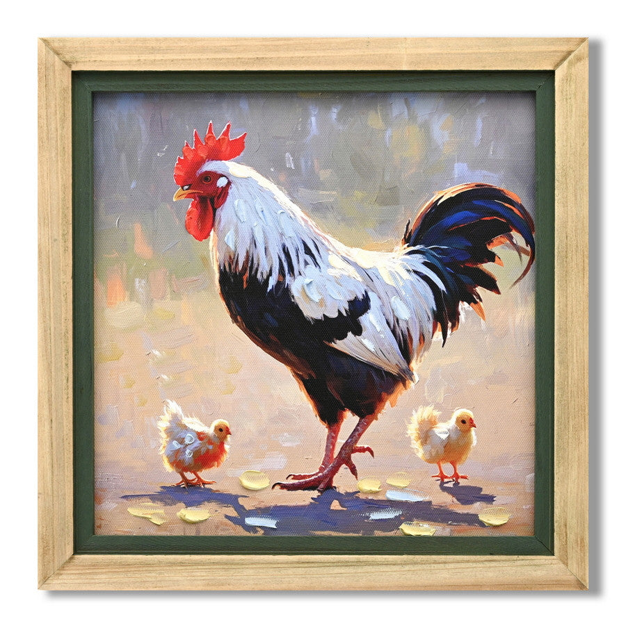 Leinwandbild «Huhn 2» mit Holzrahmen 30 × 30 cm – Handgemalt