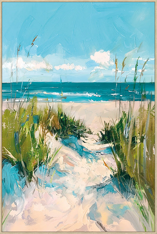 Canvas incl. lijst 80x120cm Handgeschilderd 'Strand'
