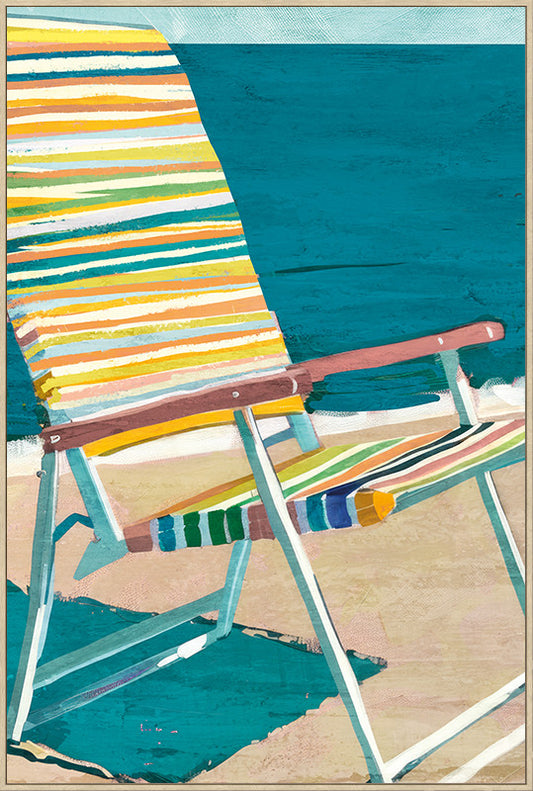 Canvas incl. lijst 80x120cm Handgeschilderd 'Strandstoel'