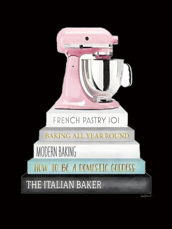 Glasschilderij met goudfolie 60x80cm Mixer op boeken