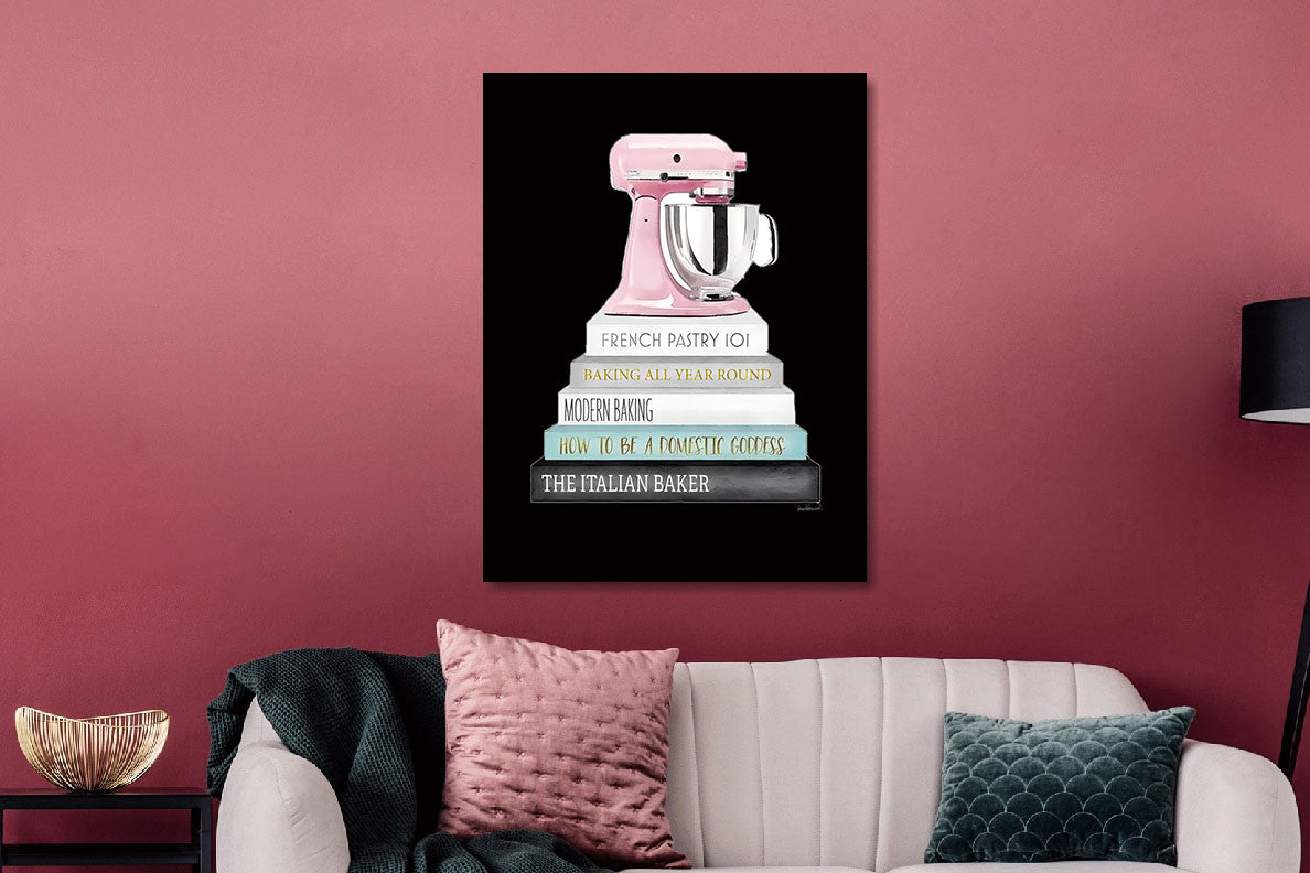 Glasbild «Mixer auf Bücher» 60 × 80 cm – Goldfolie – Ansicht 2