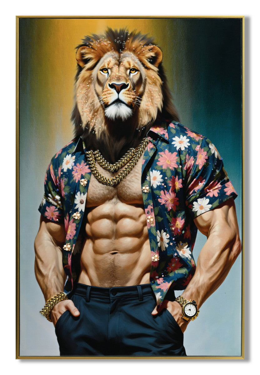 Leinwandbild «Löwe» mit Rahmen 52 × 72 cm – Hochglanz-Finish