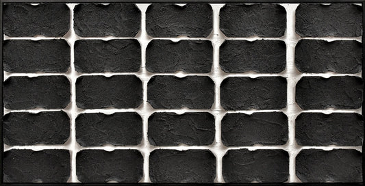 3D wanddecoratie 143x73cm 'Black/white' olieverf met frame