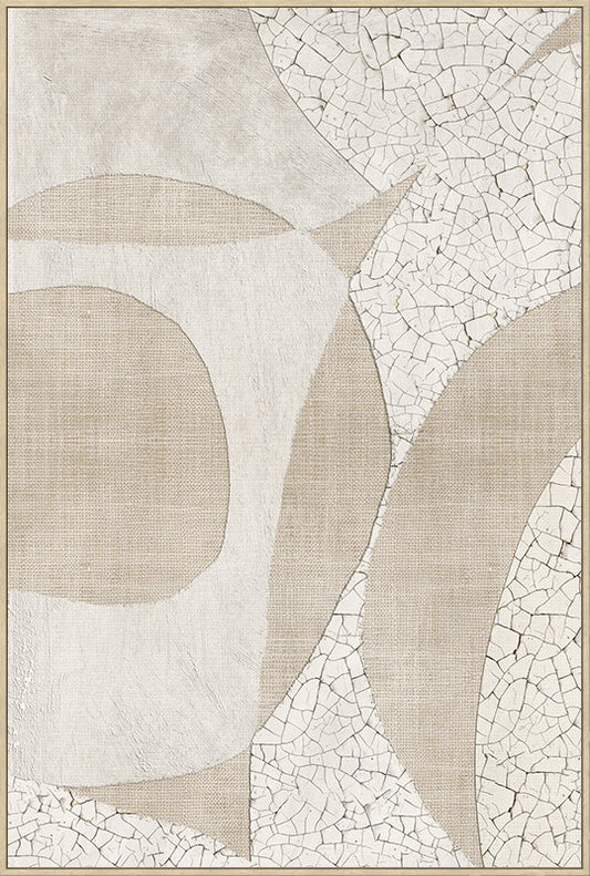 Canvas incl. lijst 80x120cm Handgeschilderd 'Beige cirkels'