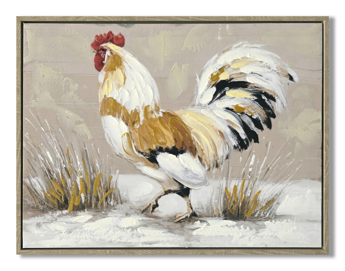 Leinwandbild «Huhn 1» mit Holzrahmen 32 × 42 cm – Handgemalt