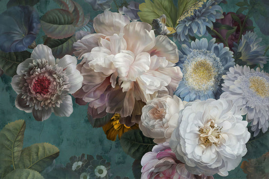 Glasschilderij met 3D reliÃ«f 120x80cm Getekende bloemen