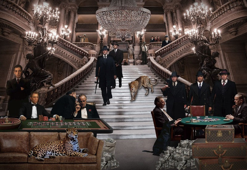Glasbild «Mafia im Casino» 120 × 80 cm (Art. GLAS080120C-712)