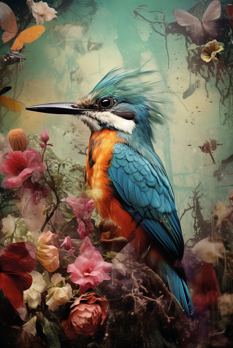 Glasschilderij 80x120cm Kunstzinnige vogel