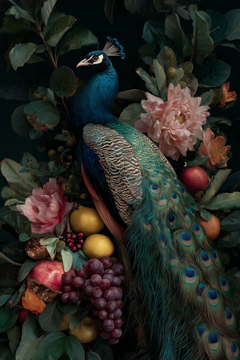 Glasbild «Pfau» 80 × 120 cm