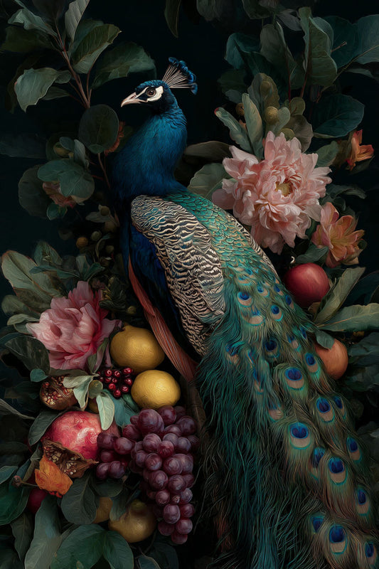 Glasbild «Pfau» 80 × 120 cm