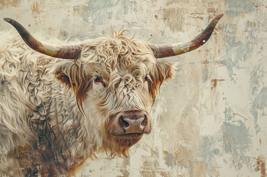 Glasbild «Künstlerische Hochlandkuh» 120 × 80 cm