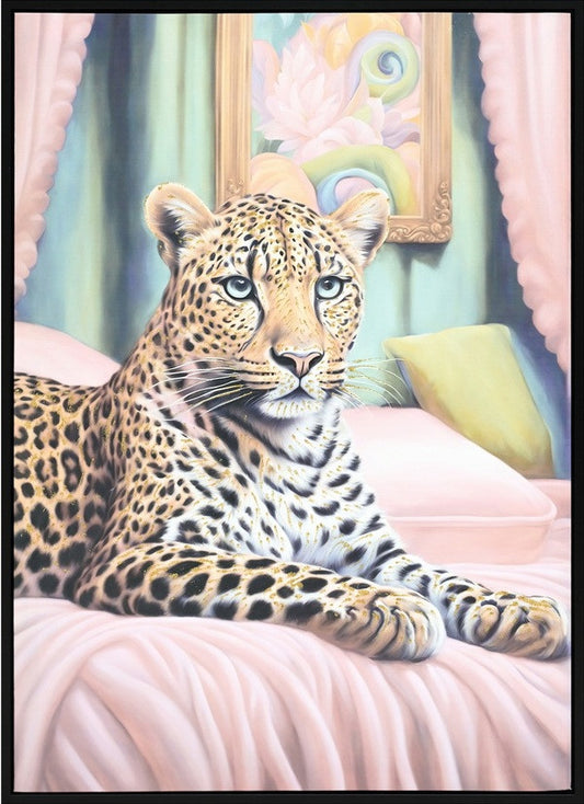 Canvas incl. lijst 53x73cm Glitter & glans finish Panter