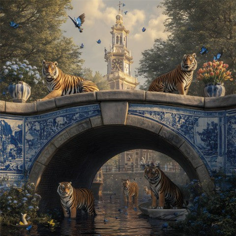 Glasbild «Blaue Brücke 1» 80 × 80 cm