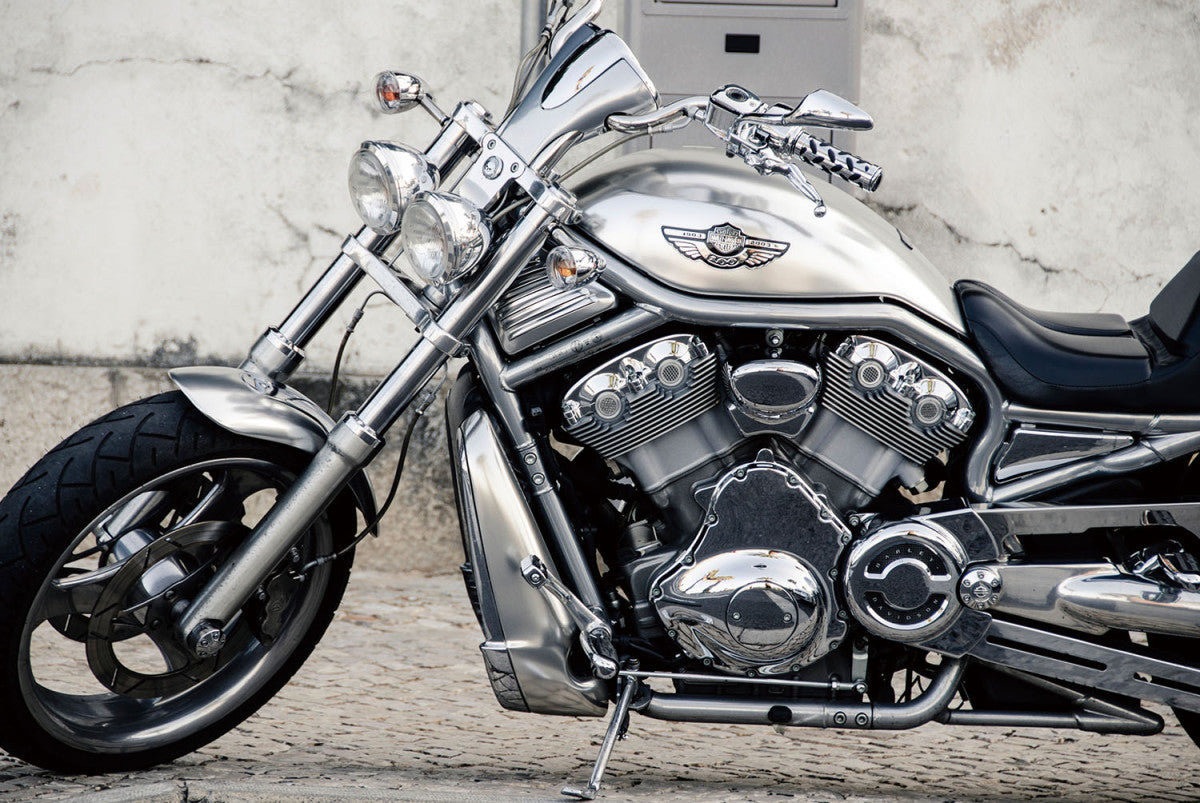 Glasschilderij 120x80cm Zilveren motor