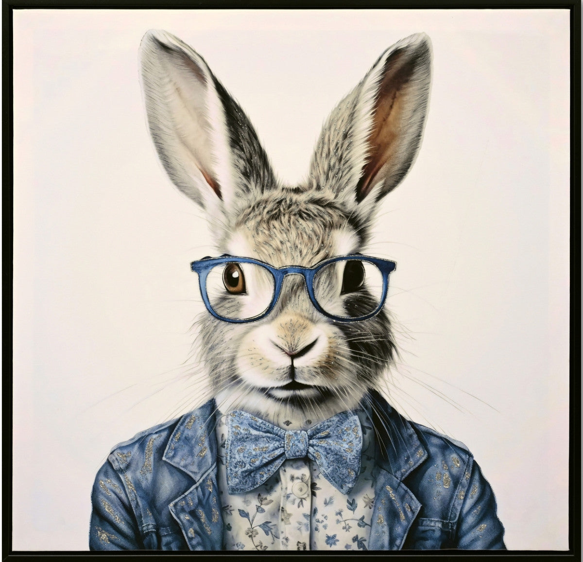 Canvas incl. lijst 63x63cm Glitter & glans finish Rabbit