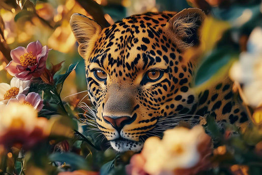 Glasschilderij 80x120cm Verstopte panter