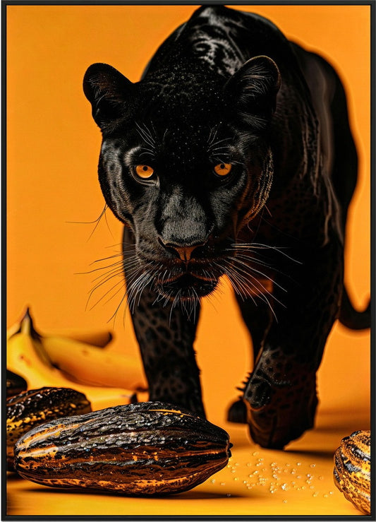 Canvas incl. lijst 53x73cm Glitter & glans finish Zwarte Panter