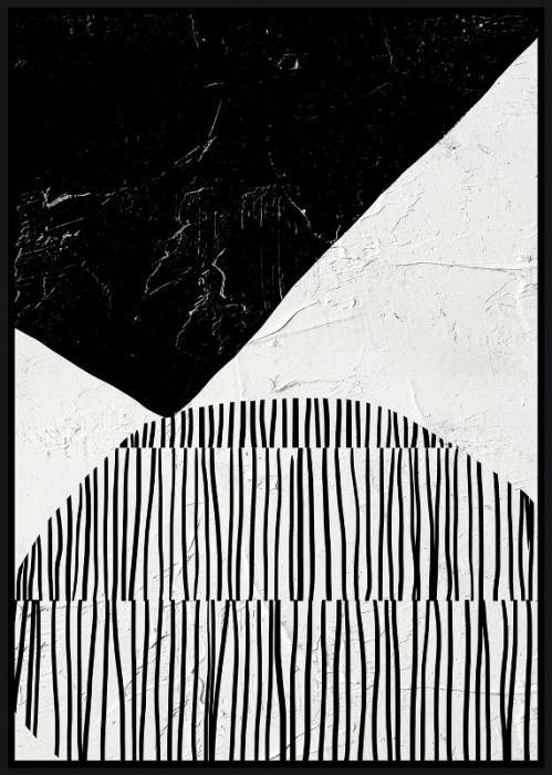 Canvas incl. baklijst 100x140cm Vlakken zwart/wit. Materiaal: canvas+gips
