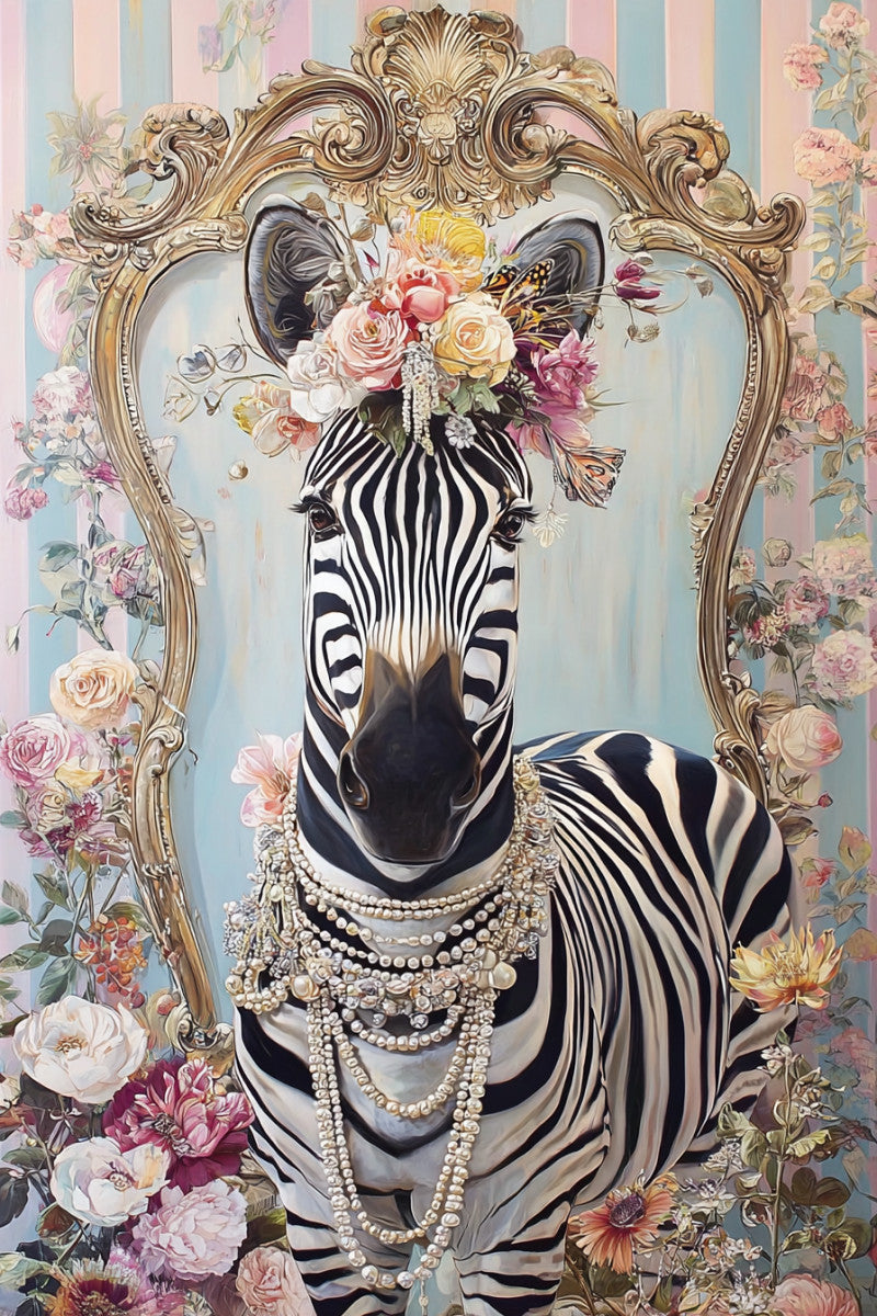 Glasbild «Zebra im Spiegel» 80 × 120 cm