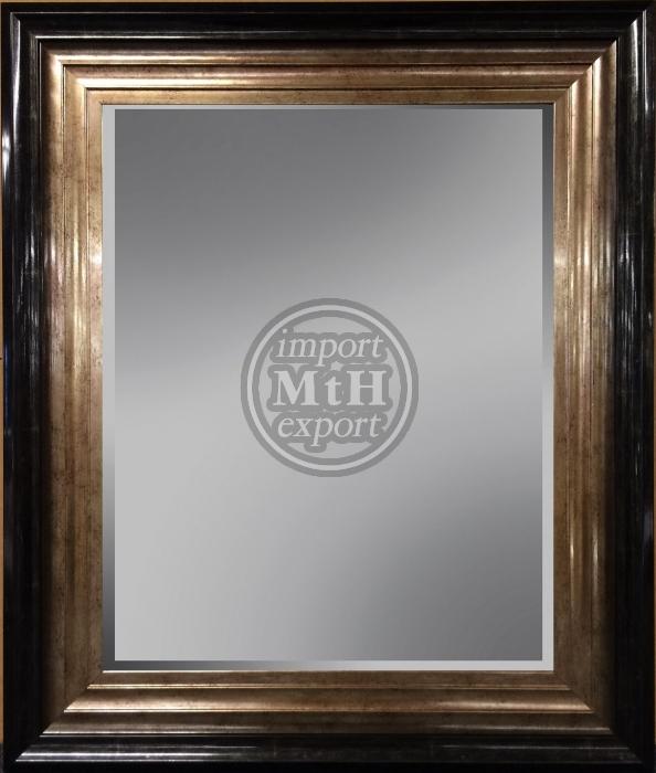 Spiegel met facet, 86x186cm incl. lijst. Zwart-Champagne