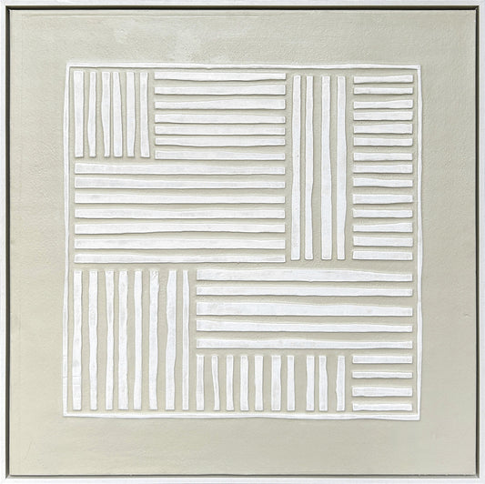 3D wanddecoratie 83x83cm 'Tetris' met lijst