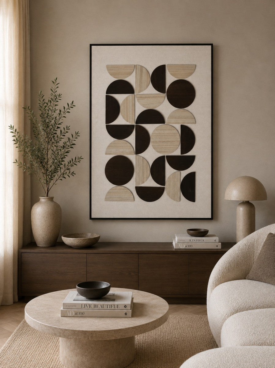 Ölgemälde «Mit Holzelementen 2» 80 × 120 cm mit Rahmen