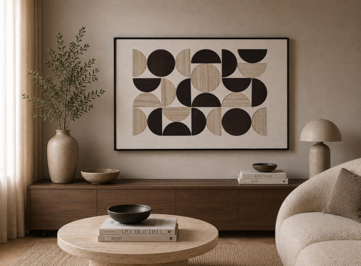 Ölgemälde «Mit Holzelementen 2» 80 × 120 cm mit Rahmen – Ansicht 2