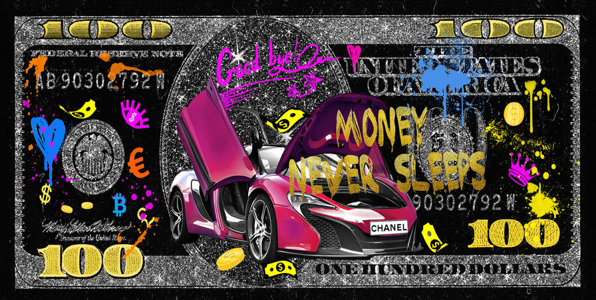 Glasschilderij 160x80cm Crazy dollar