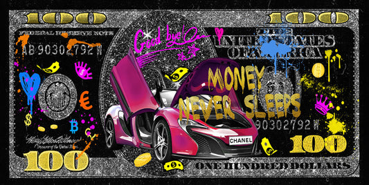 Glasschilderij 160x80cm Crazy dollar