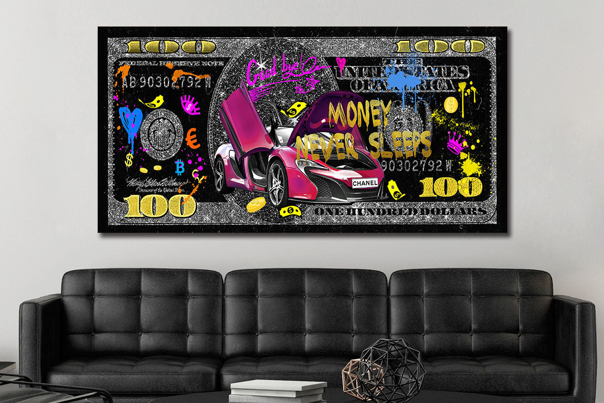 Glasbild «Crazy Dollar» 160 × 80 cm – Ansicht 2