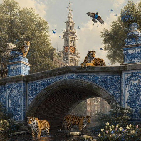 Glasbild «Blaue Brücke 2» 80 × 80 cm