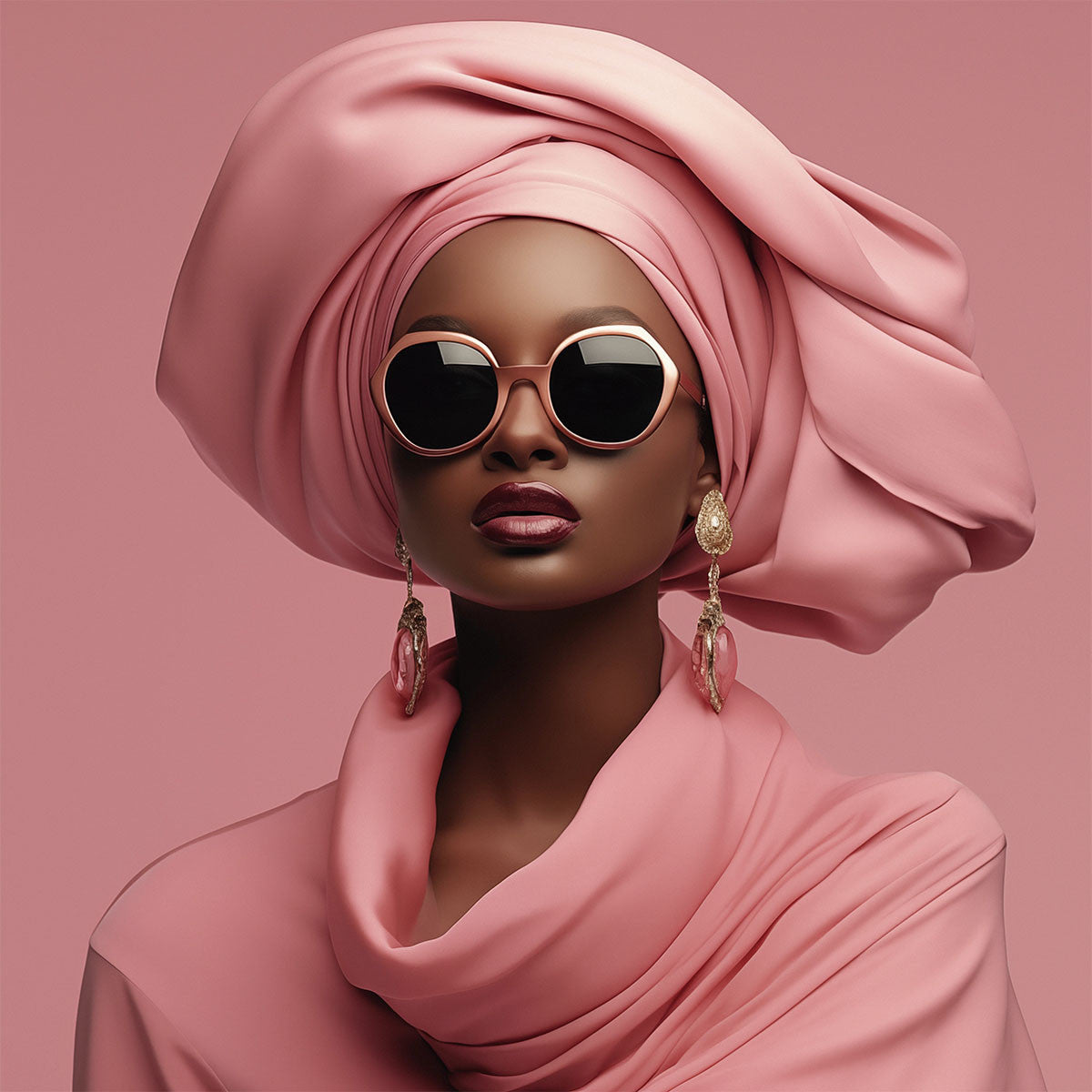 Glasschilderij 120x120cm 3D Vrouw in het roze