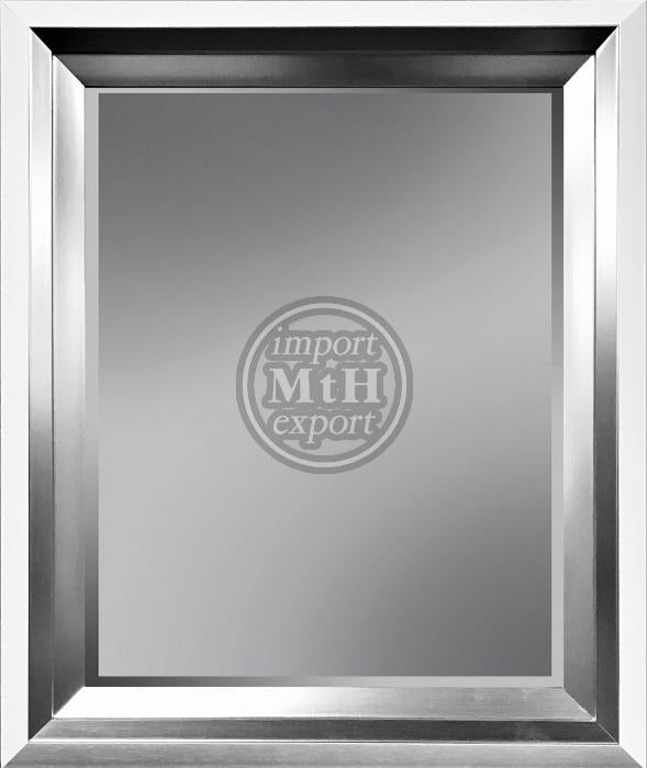 Spiegel met facet, 52x152cm incl. lijst. Wit-Zilver