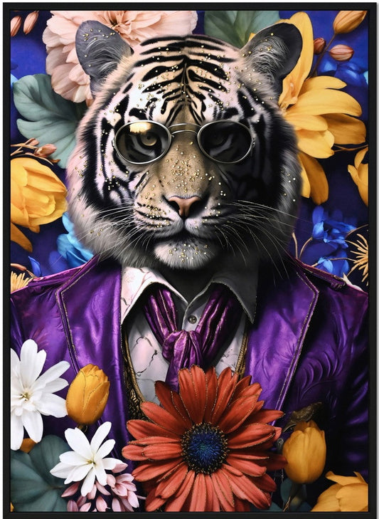 Canvas incl. lijst 53x73cm Glitter & glans finish Tijger