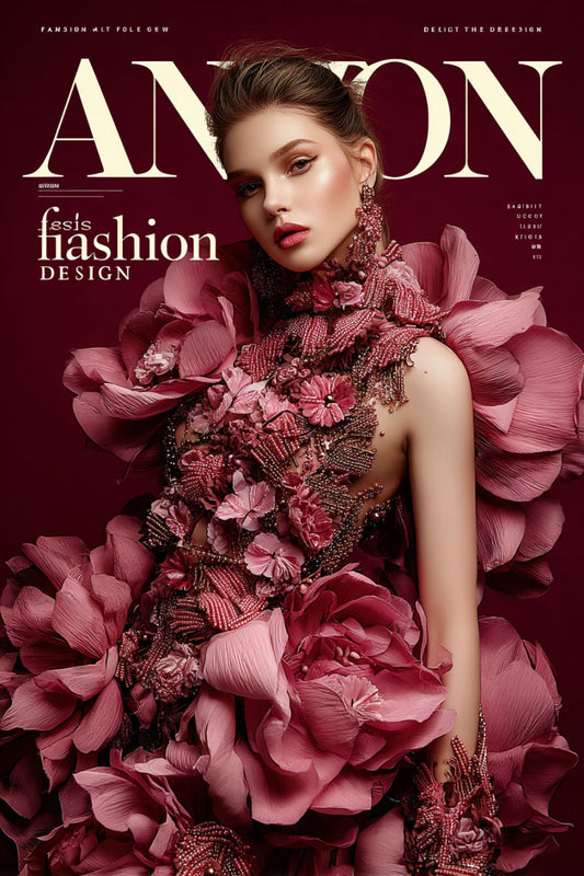 Glasbild «Modemagazin mit rosa Kleid» 80 × 120 cm