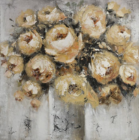 Olieverfschilderij 120x120cm 'Flowers'
