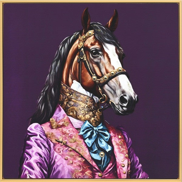 Canvas incl. lijst 63x63cm Glitter & glans finish Paard