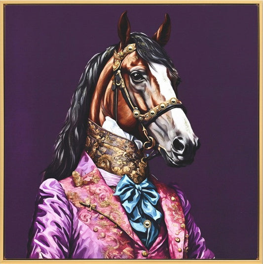 Canvas incl. lijst 63x63cm Glitter & glans finish Paard