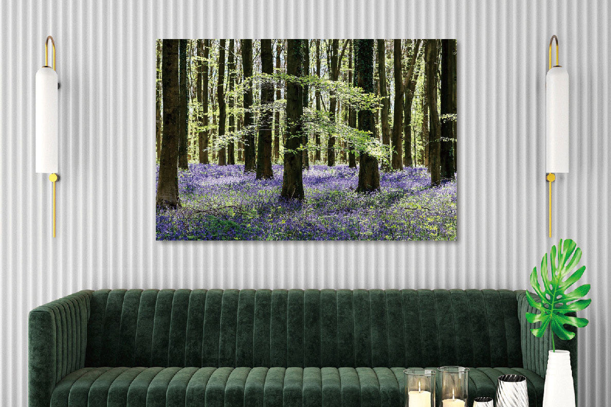 Glasbild «Wald mit lila Blumen» 120 × 80 cm – Ansicht 2