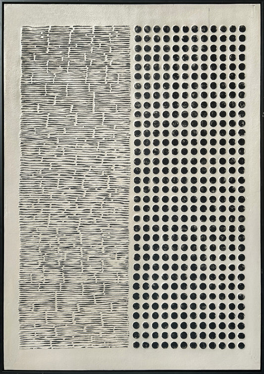 3D wanddecoratie 83x123cm 'Stripes & Dots" met lijst