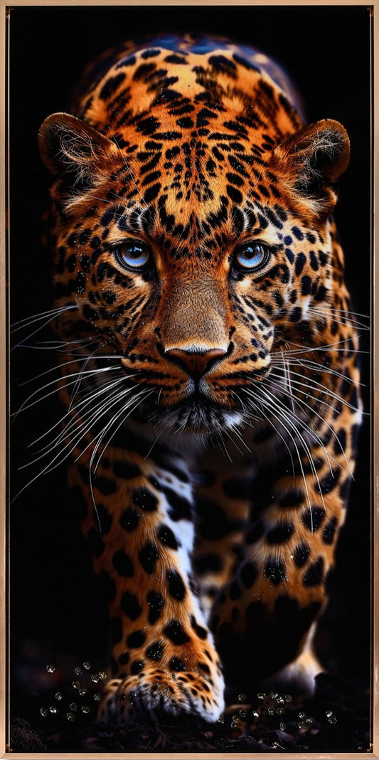 Canvas incl. lijst 43x83cm Glitter & glans finish Panter