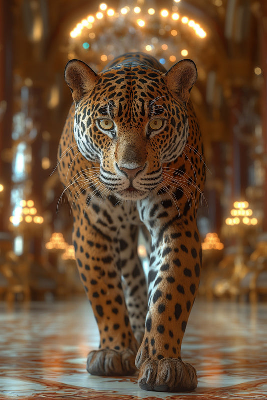 Glasschilderij 80x120cm Panter in paleis