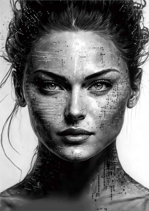 Glasschilderij 110x160cm Vrouw zwart-wit