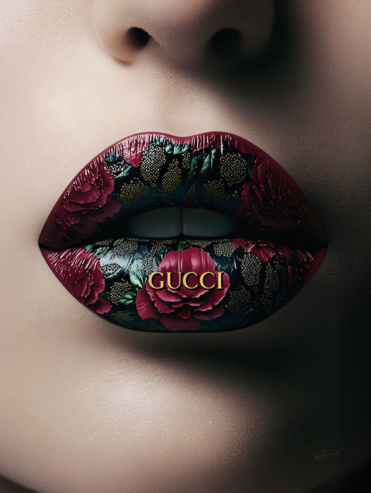 Glasschilderij 60x80cm Donkere lippen