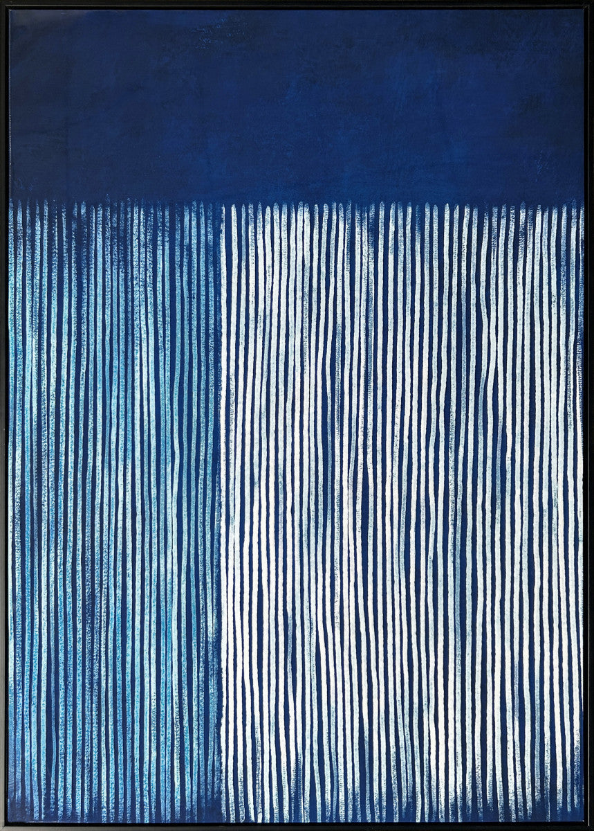 3D Wanddekoration 83x123cm 'Blue Stripes' glänzend